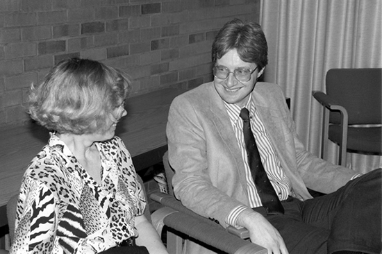 Professor Neil Randall at the Writing Awards celebration on March 28, 1989